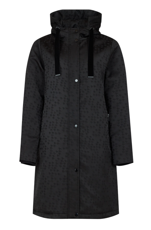 Normann Long Hooded Coated Jacket – Black