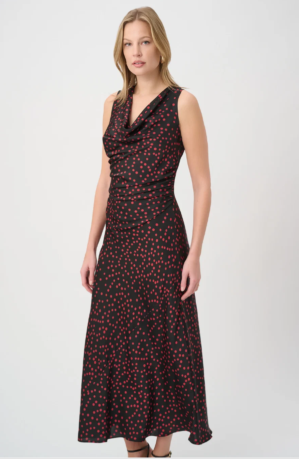 Joseph Ribkoff Polka Dot Recycled Satin A -Line Dress