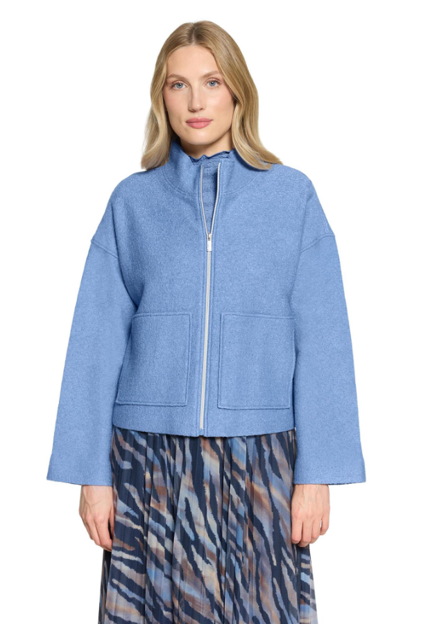 Betty Barclay Soft Boiled Wool Zip Jacket – Blue