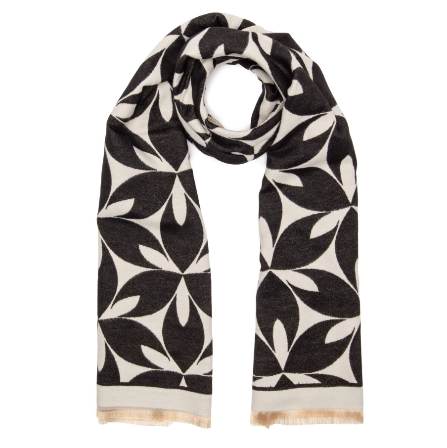 Elie Beaumont Abstract Pearl Scarf – Black & Ivory