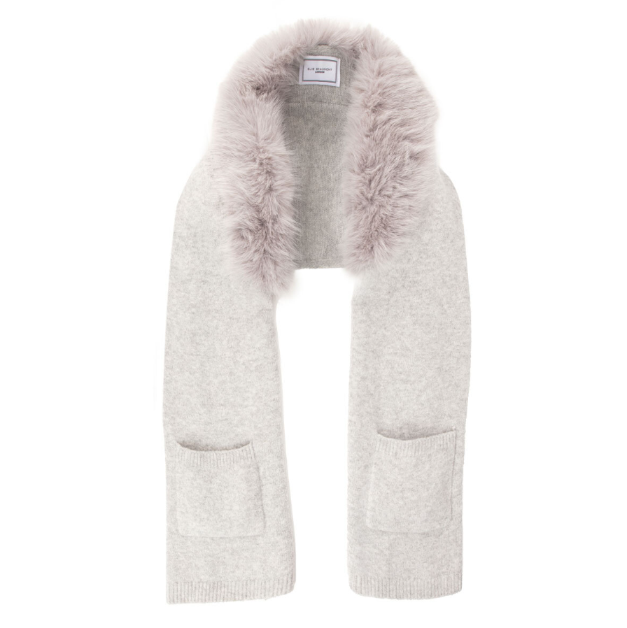 Elie Beaumont Elite Fur Collar Pocket Stole – Grey