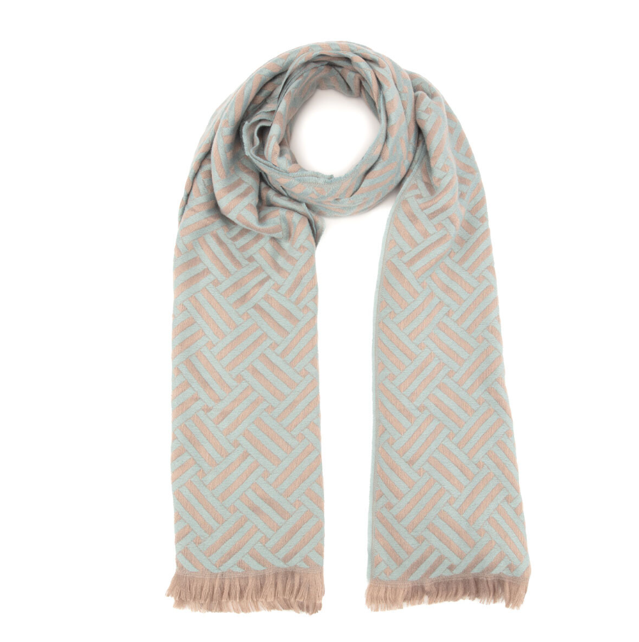 Elie Beaumont Elite Woven Scarf – Duck Egg & Blush