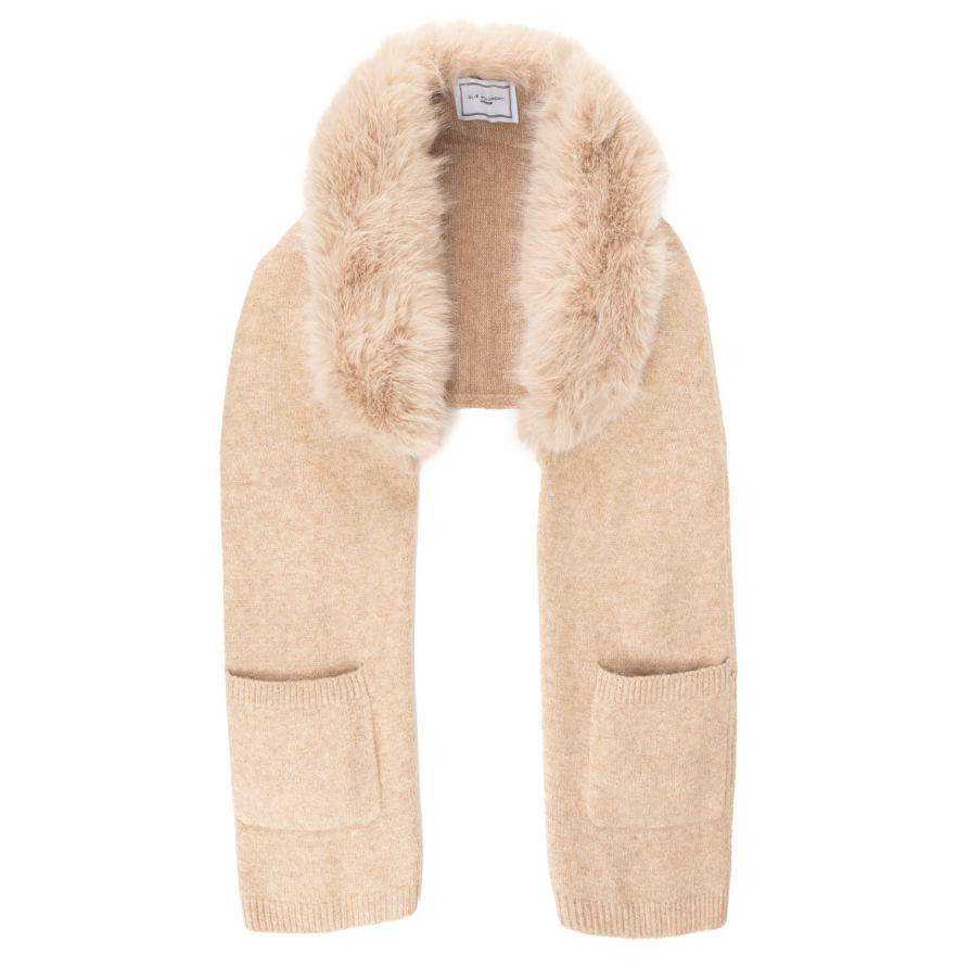 Elie Beaumont Elite Fur Collar Pocket Stole – Coffee