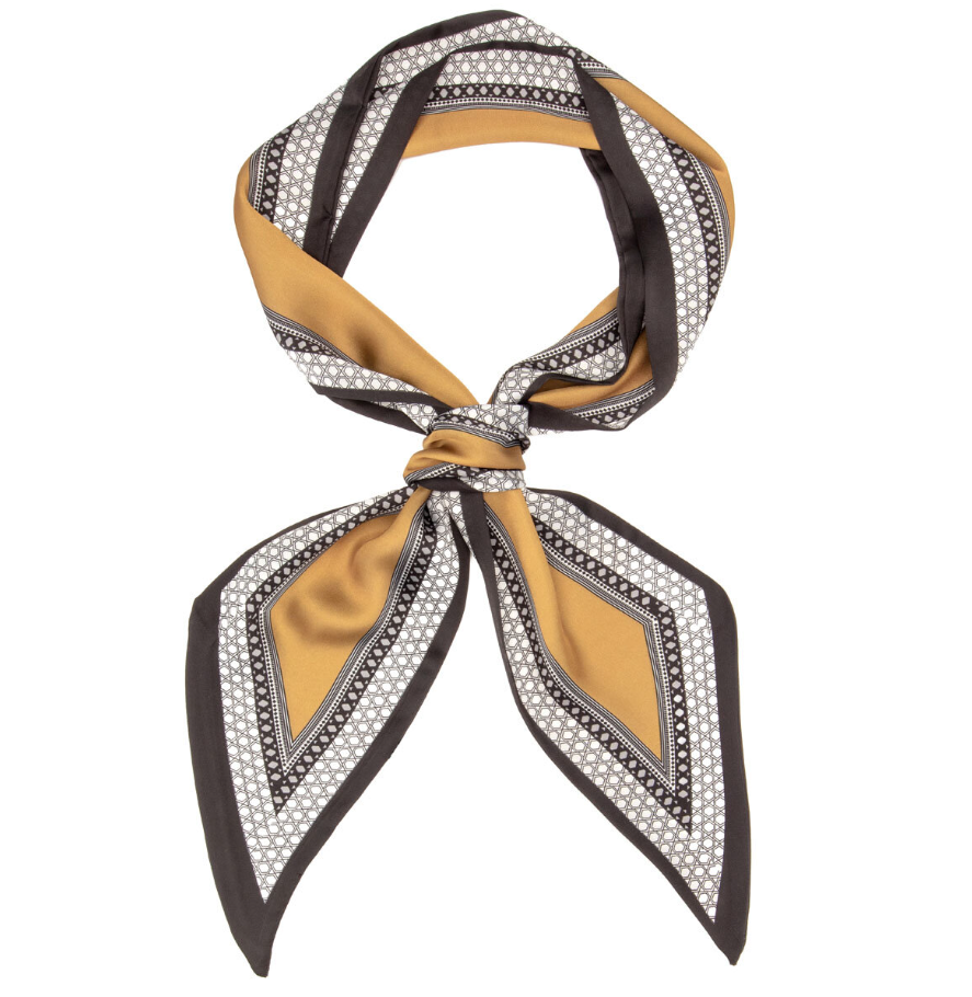 Elie Beaumont Vegan Silk Alcazar Foulard – Mustard & Black