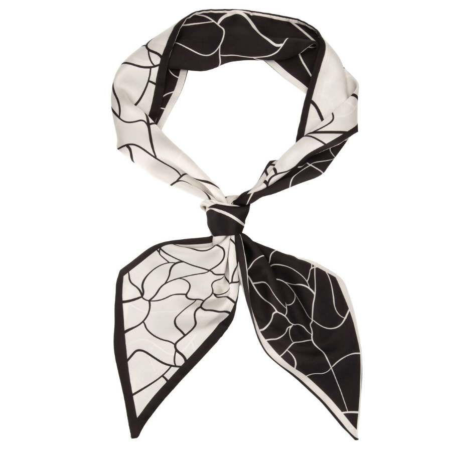 Elie Beaumont Vegan Silk Foulard – Cream & Black Swirl