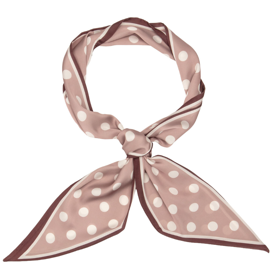 Elie Beaumont Vegan Silk Foulard – Cappuccino Polka Dot
