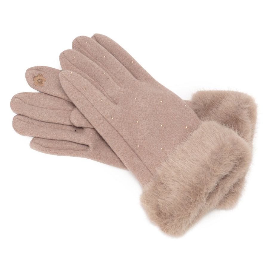 Elie Beaumont Fur Cuff Gloves – Mink Brown