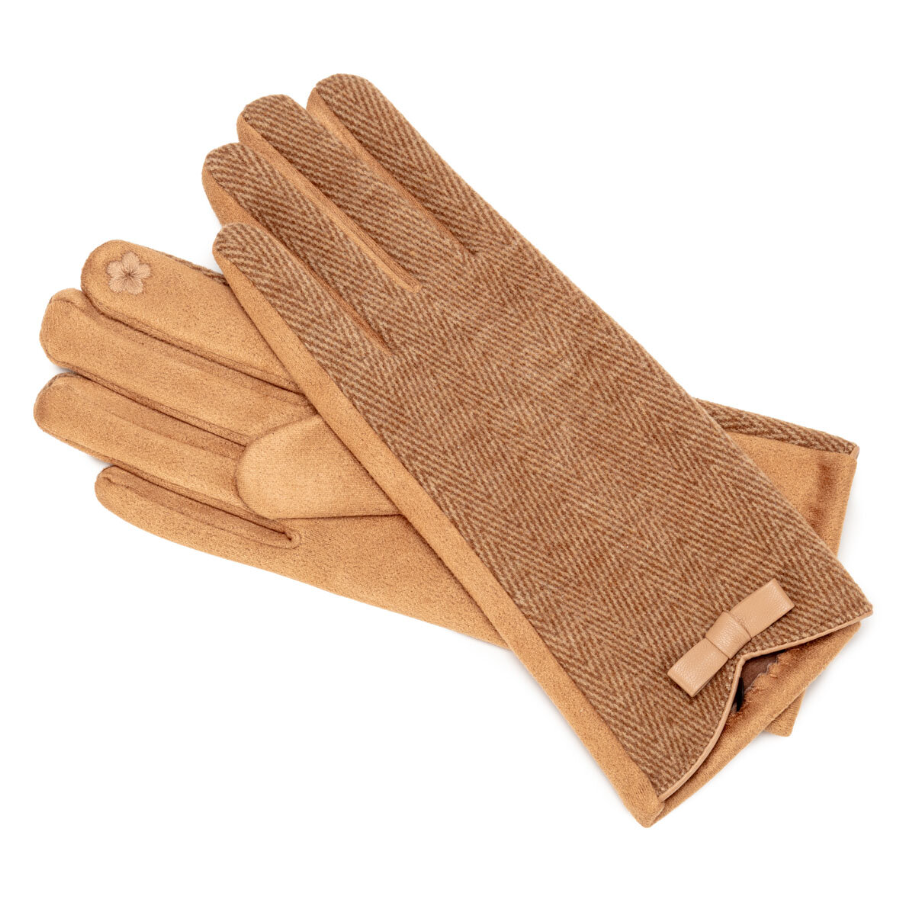 Elie Beaumont Herringbone Gloves – Camel