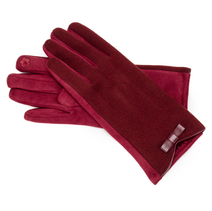 Elie Beaumont Herringbone Gloves – Burgundy