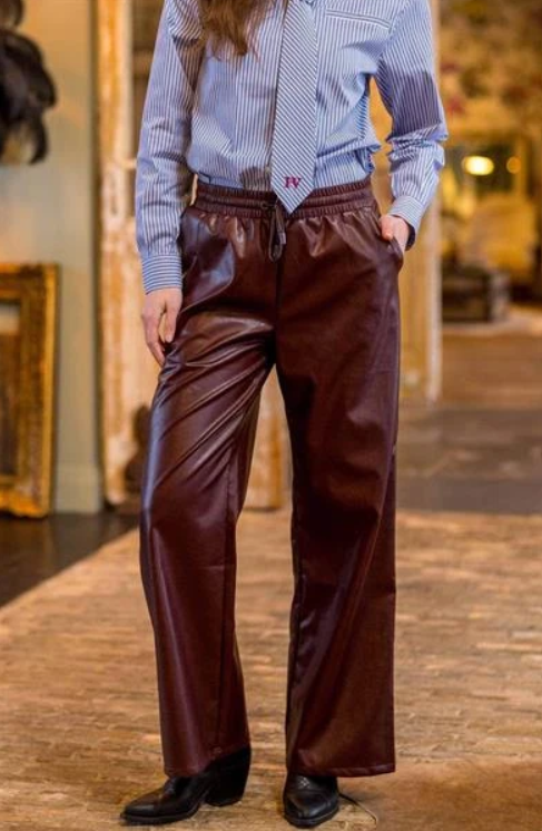 HV Society Margina Faux Leather Pants – Burgundy Rattle