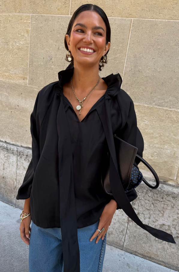 Never Fully Dressed Black Ruffle Shirt