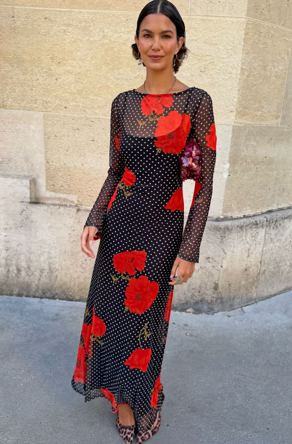 Never Fully Dressed Black Poppy Spot Aria Mesh Dress