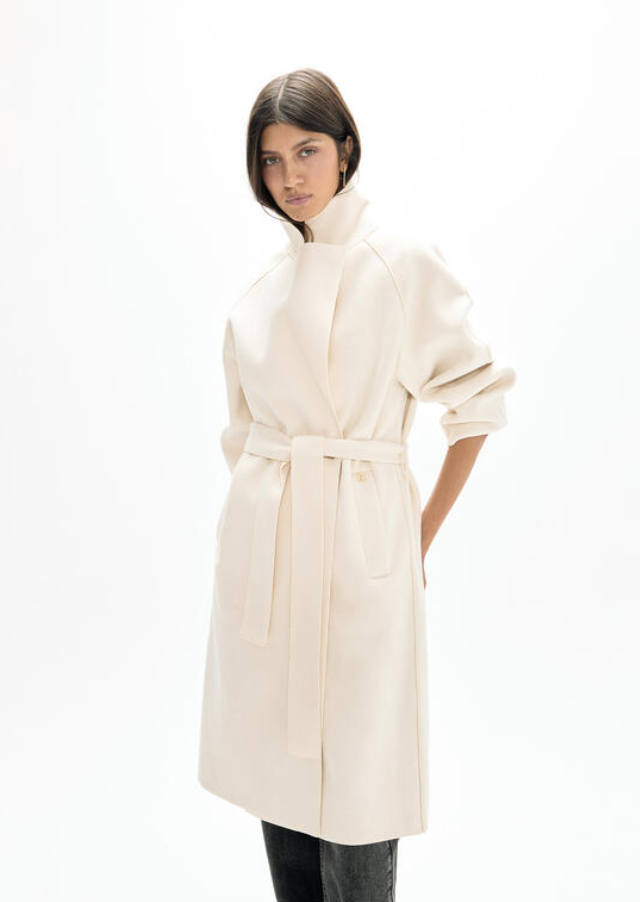 Lola Casademunt Long unlined coat – Ecru