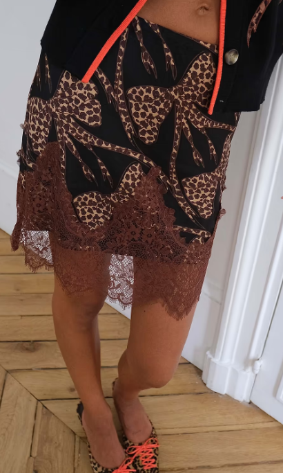 Never Fully Dressed BLACK LEOPARD BOW MINI MAEVA SKIRT