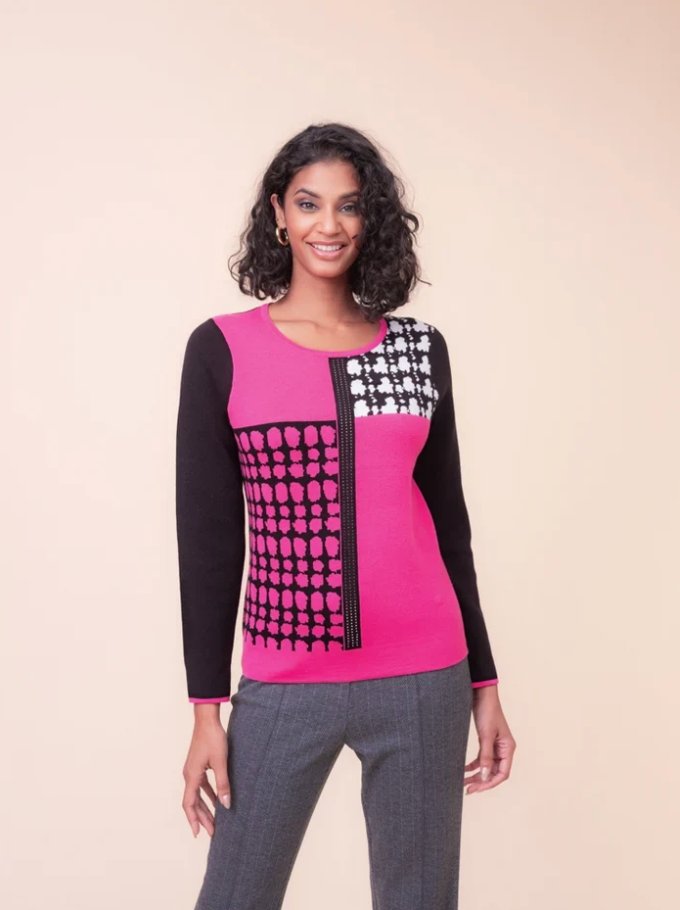 Alison Sheri Pink Pattern Knit Jumper