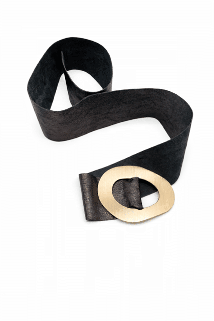 Suzy D Margherita Shimmer Leather belt in Grey