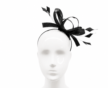 Failsworth Black Structured Sinamay Fascinator headband
