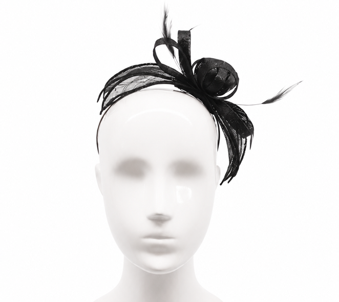 Failsworth Black Sinamay Fascinator Headband