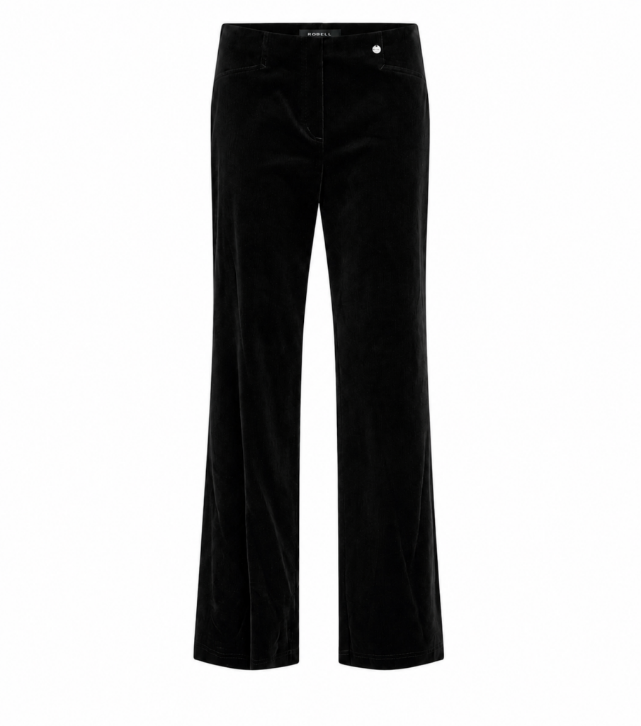 Robell Black Corduroy Pull-On Trousers
