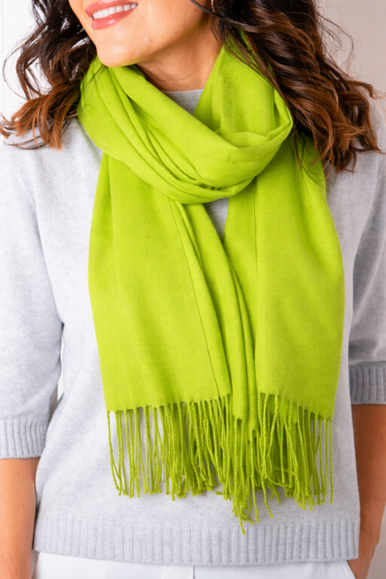 Tilley & Grace Cashmere-Mix Pashmina In Fluro Green