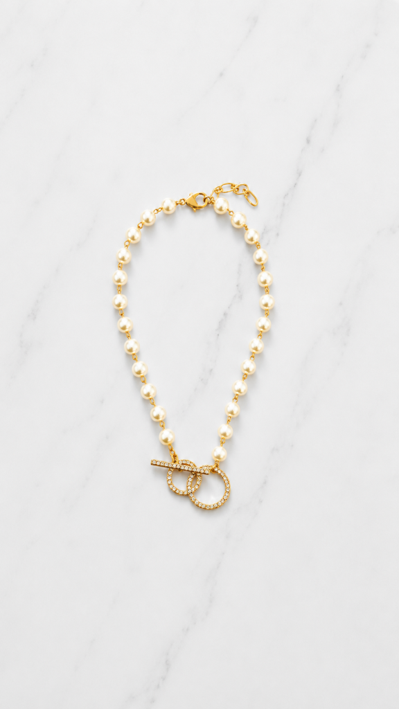 Envy Pearl & Crystal Toggle Necklace