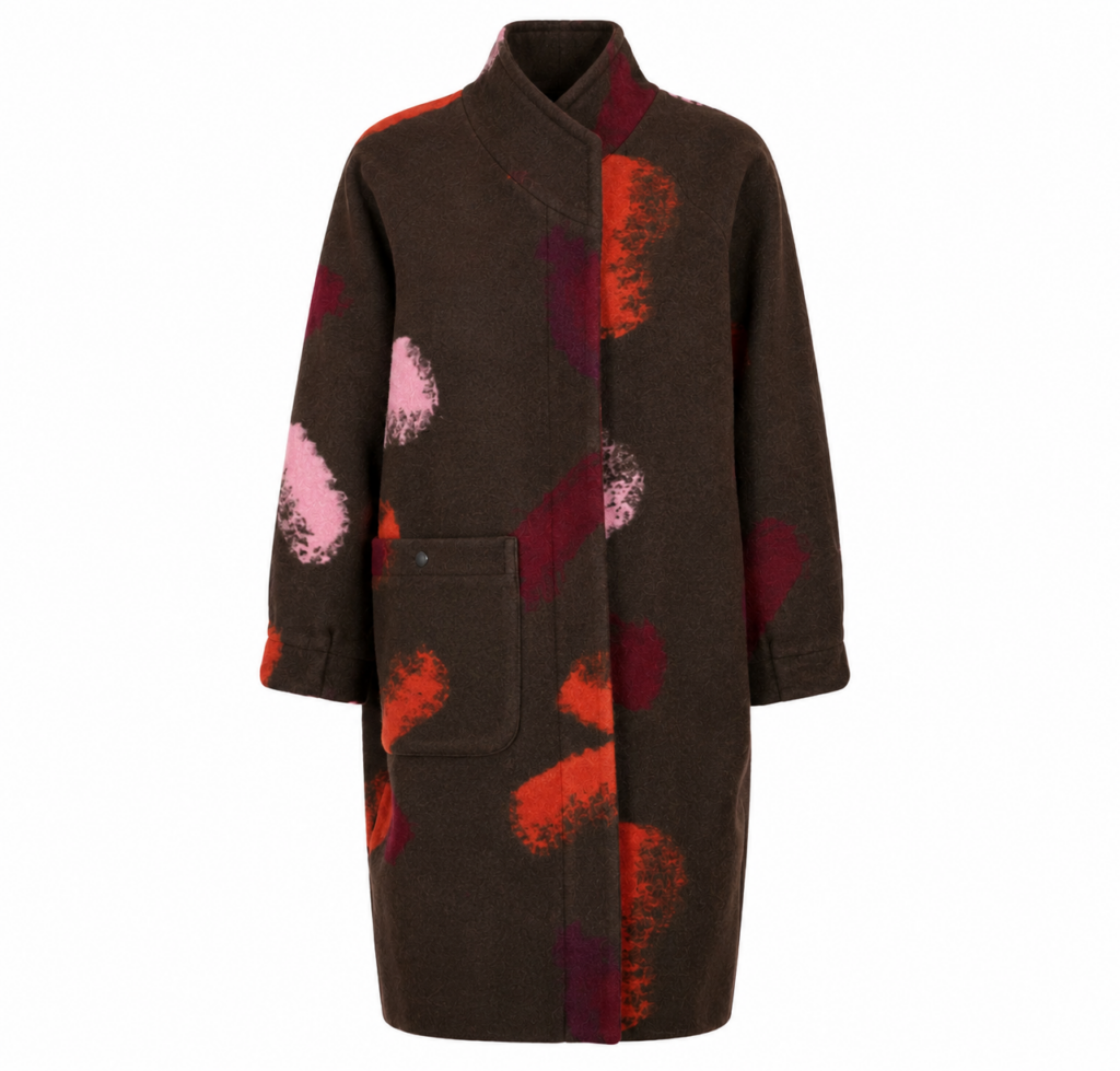 Noen Wild Rose Abstract Jacquard Balloon Coat 