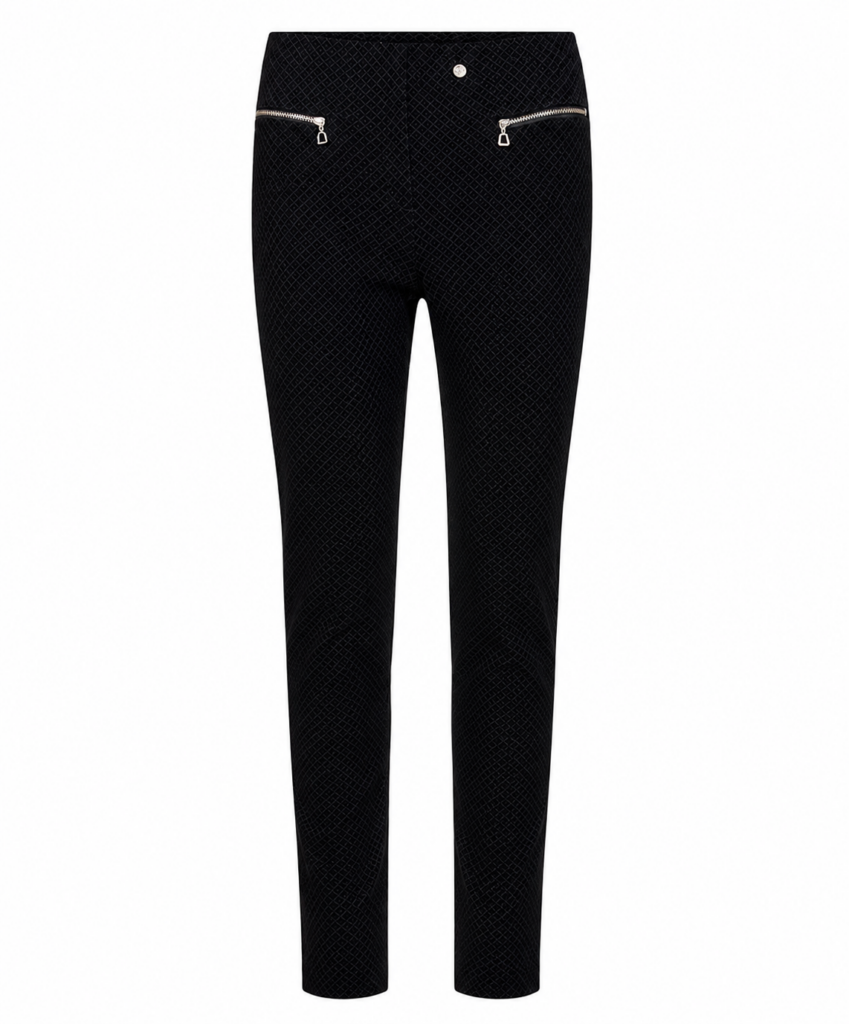 Robell  Mimi Black Print Trousers 