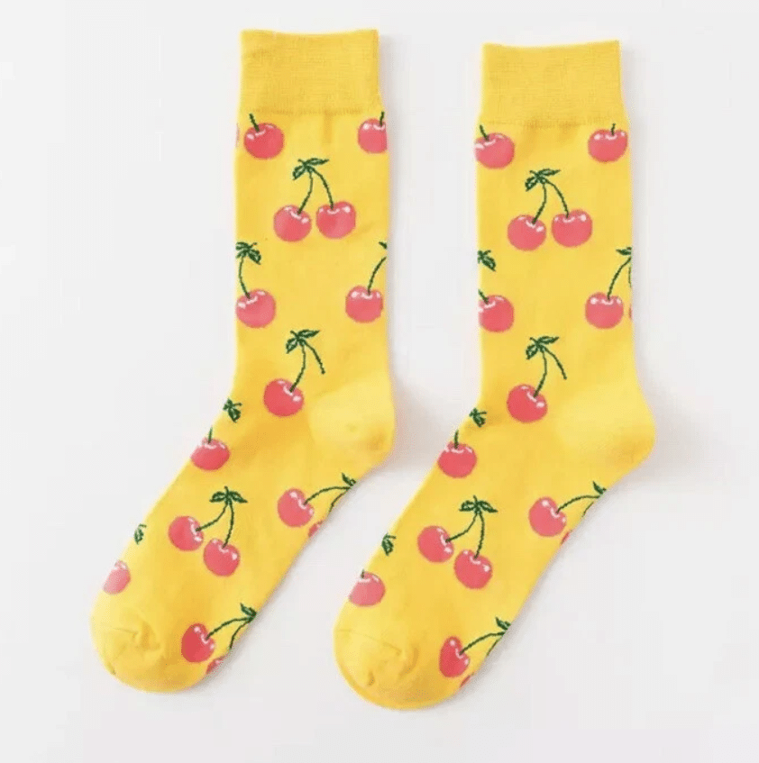 Cherry Socks in Yellow