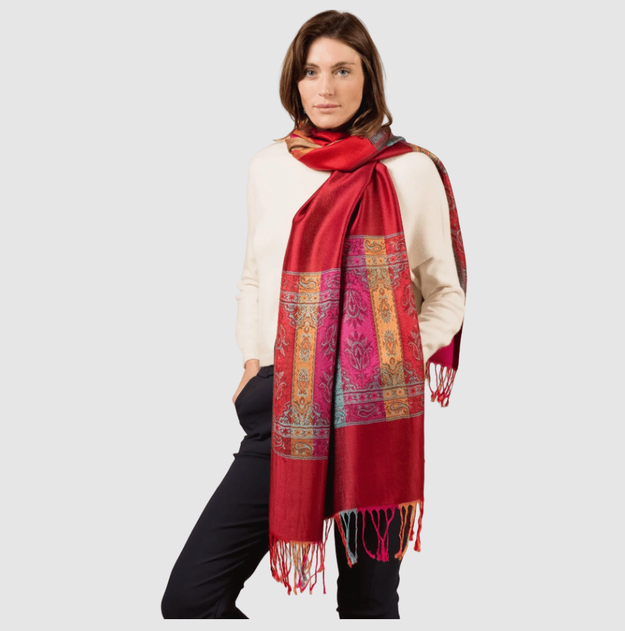Tilley & Grace Seville Scarf in Deep Red
