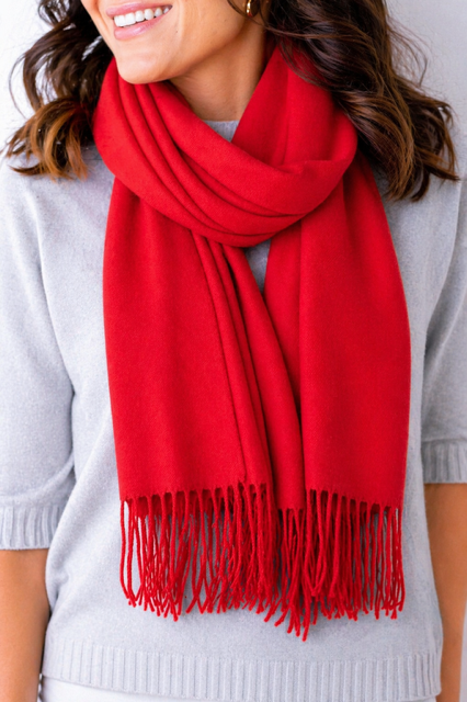 Tilley & Grace Cashmere-Mix Pashmina In Scarlet