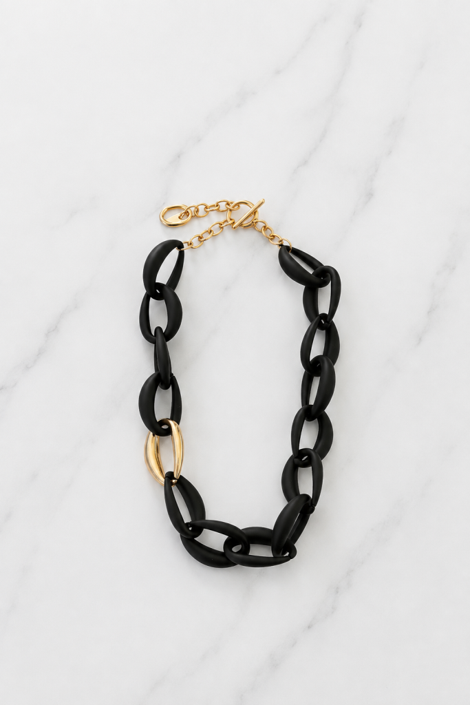 Envy Black & Gold Statement Link Necklace
