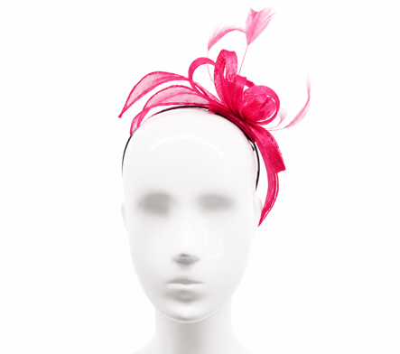 Failsworth Hot Pink Sinamay Fascinator headband