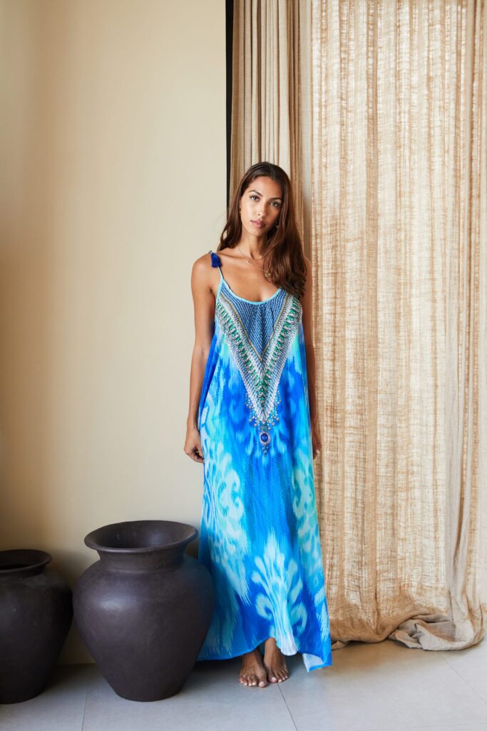 GUILTY BEACH PRINTED STRAP MAXI DRESS