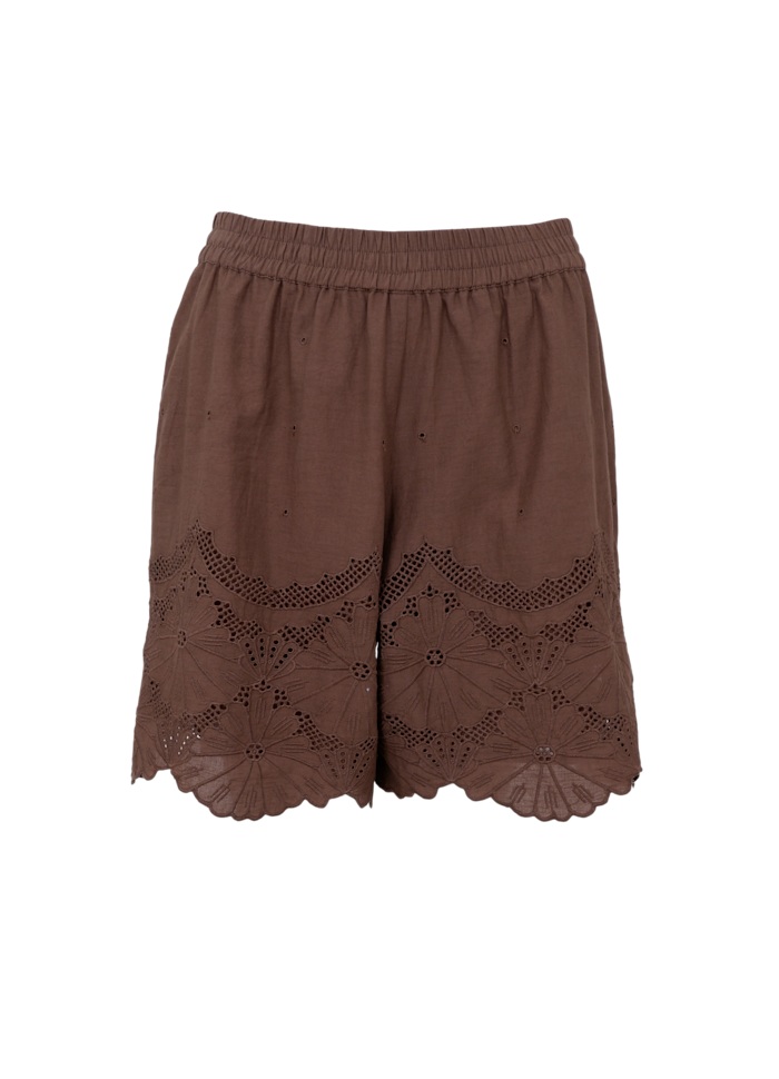 Black Colour AGNETA LACE SHORTS ESPRESSO
