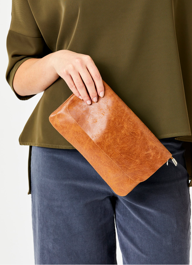 Suzy D Milano Vintage Leather Clutch Bag