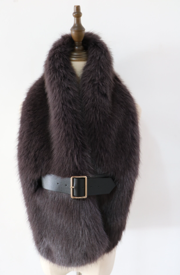 Elie Beaumont Faux Fur Belted Scarf – Mink
