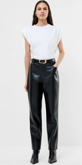 French Connection Brody Croc PU Straight Leg Trousers