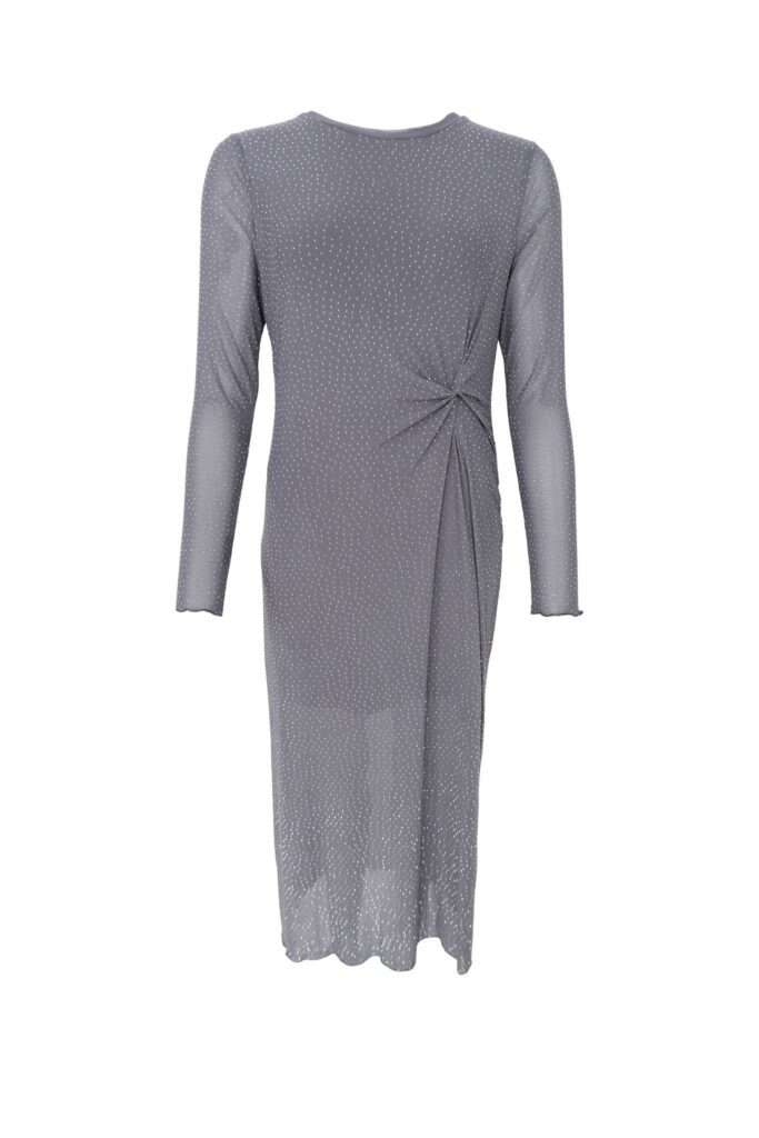 Black Colour ALEXIS DRESS WITH RHINESTONES – Grey