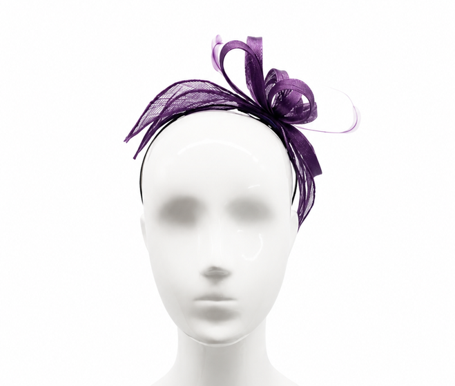 Failsworth Purple Sinamay Fascinator headband