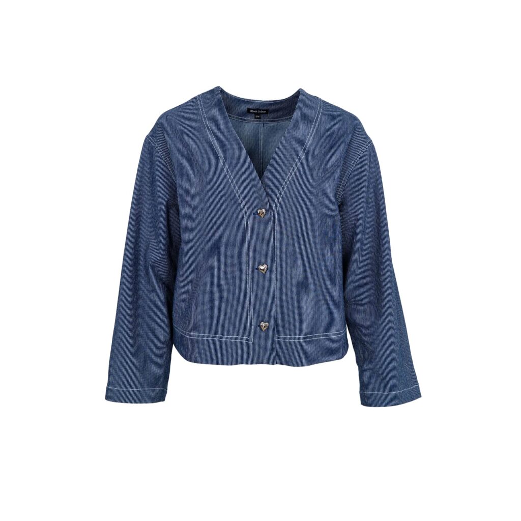 Black Colour ASTRID Short Jacket Dark Blue