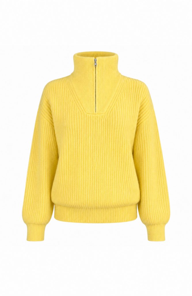 TWNS Long-Sleeved trucker-neck pullover – Butter yellow