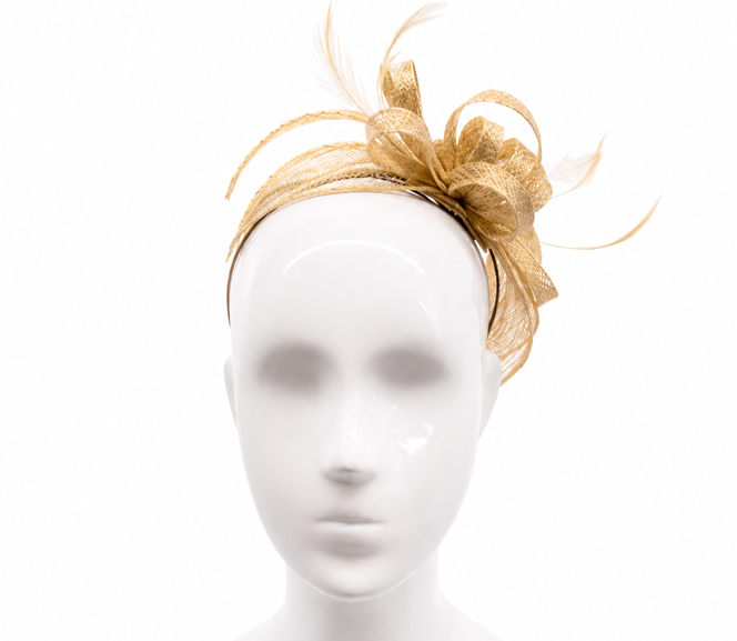 Failsworth White-Gold Sinamay Fascinator Headband