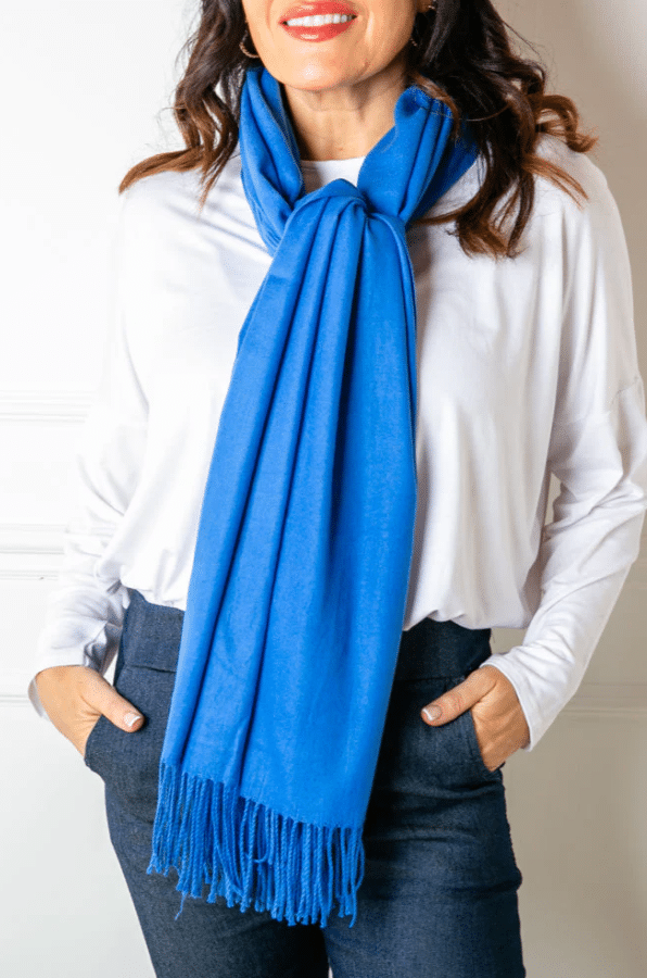 Tilley & Grace Cashmere-Mix Pashmina In Royal Blue