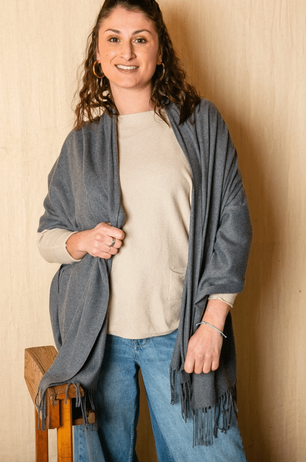 Tilley & Grace Cashmere-Mix Pashmina In Charcoal
