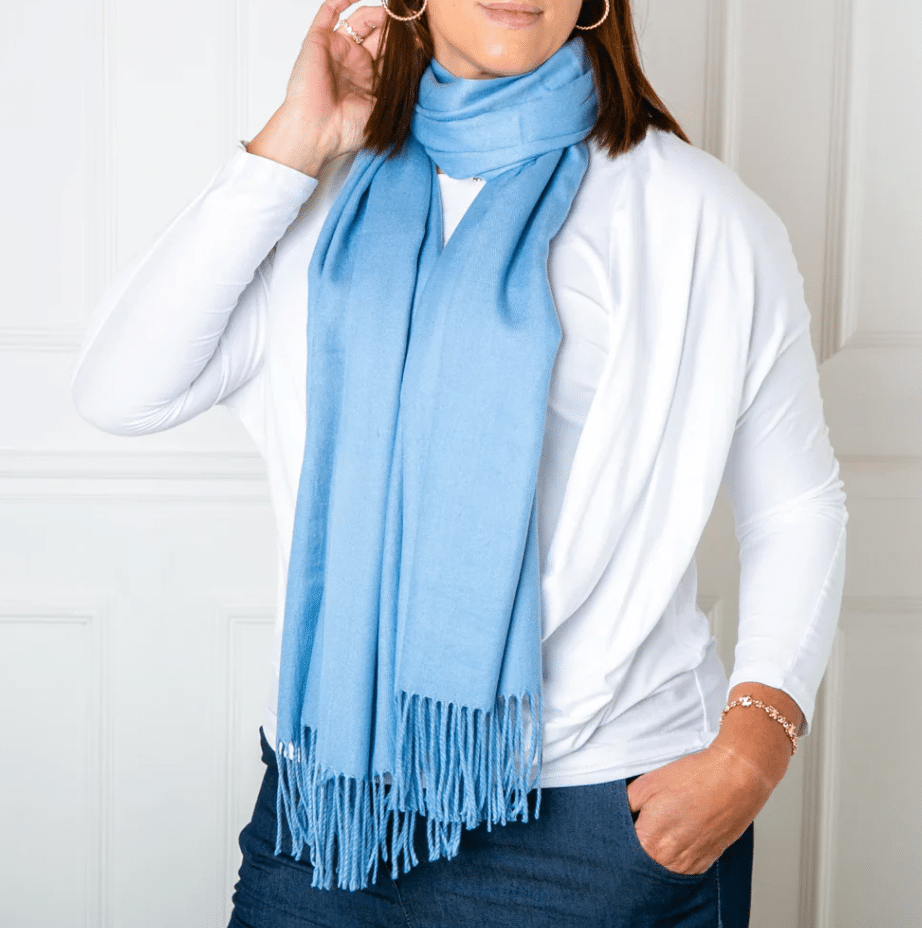 Tilley & Grace Cashmere-Mix Pashmina In French Blue