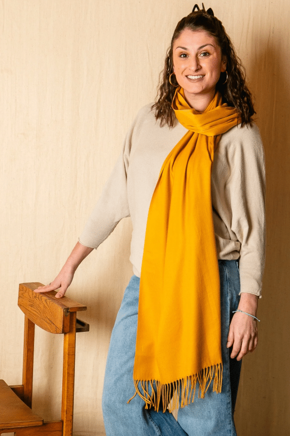 Tilley & Grace Cashmere-Mix Pashmina In Mustard