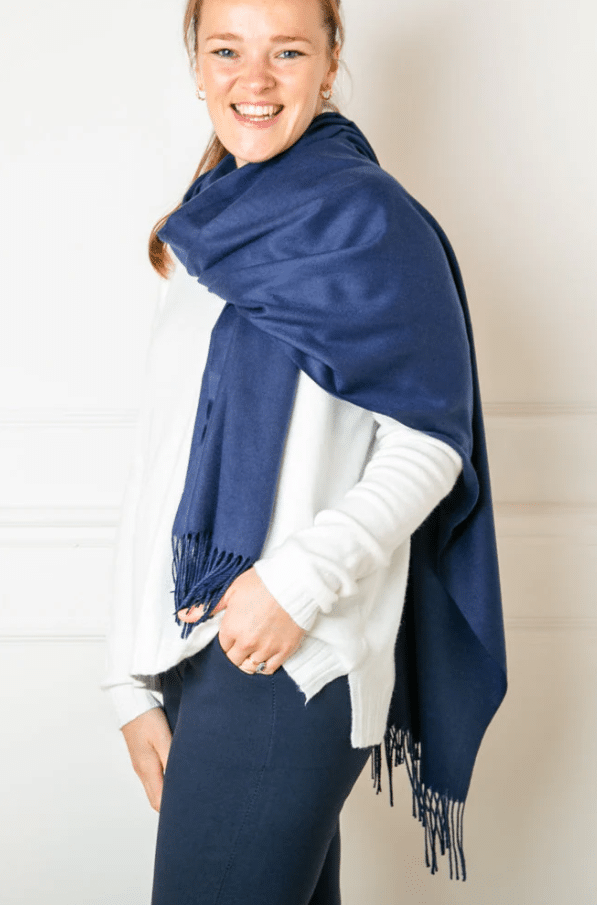 Tilley & Grace Cashmere-Mix Pashmina In Navy