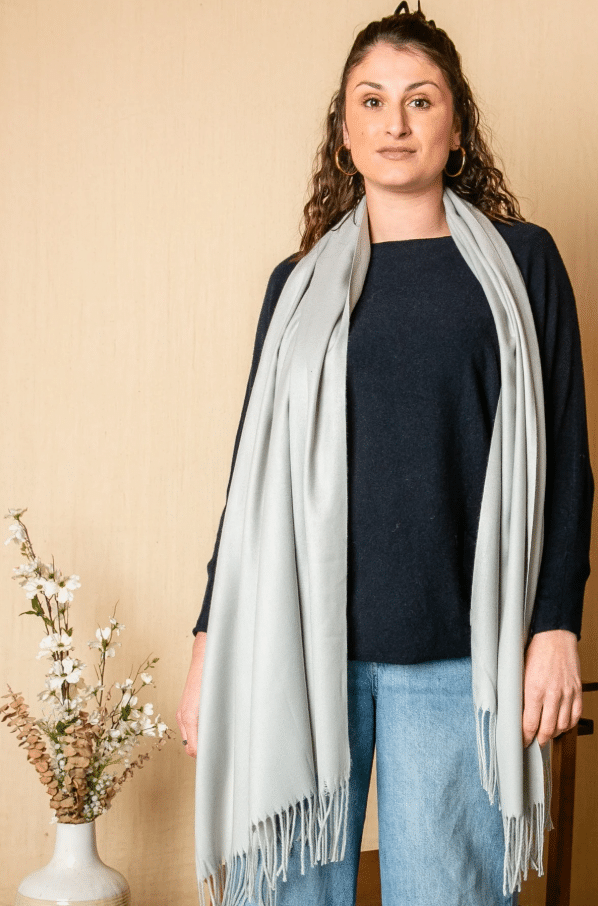 Tilley & Grace Cashmere-Mix Pashmina In Silver Grey